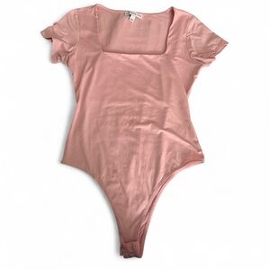 Pink Square Neck Bodysuit